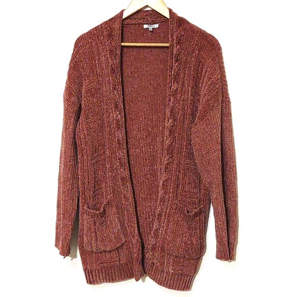 Jodifl dusty rose soft chenille knit oversized cardigan - Picture 1 of 5